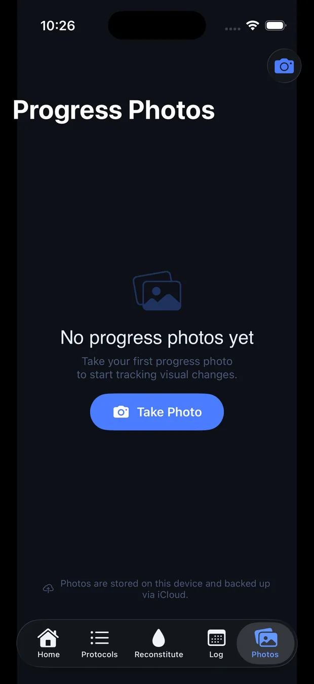 PepStak progress photos tab